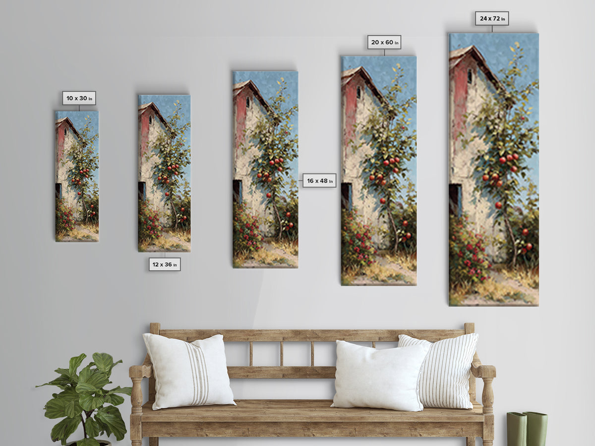 Apple Orchard Scene Canvas Print, Bed and Breakfast Art, Boho Decor, Living Room Decor, Oil Painting, Art Print, BAB-1x3-97