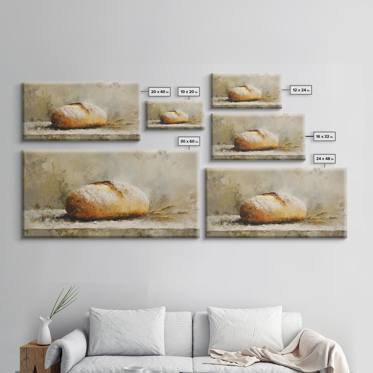 Freshly Baked Bread Framed Canvas Print, Bed and Breakfast Art, Fine Art Print, Living Room Decor, Fine Art, BAB-2x1-16
