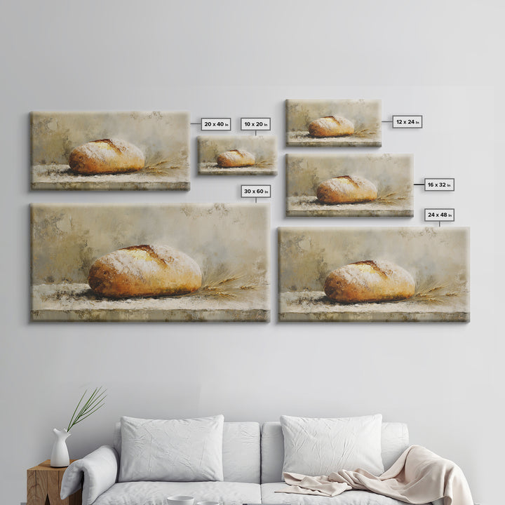 Freshly Baked Bread Framed Canvas Print, Bed and Breakfast Art, Fine Art Print, Living Room Decor, Fine Art, BAB-2x1-16