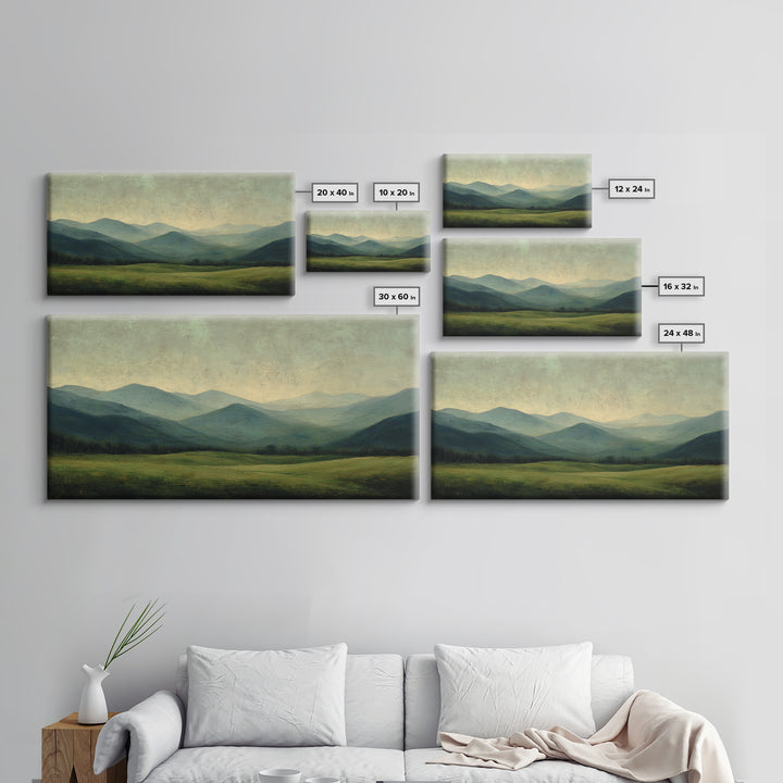 Classic Landscape with Rolling Green Hills Canvas Print, Bed and Breakfast Art, Statement Artwork, Living Room Decor, BAB-2x1-20