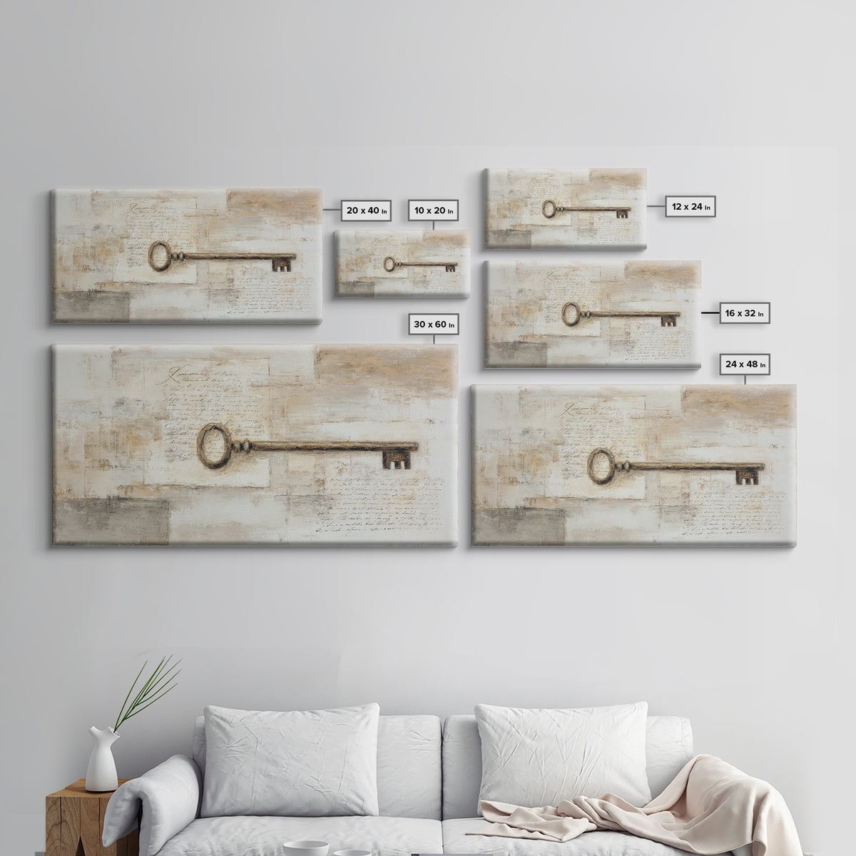 Antique Key and Handwritten Letter Arrangement Without Canvas Print, Bed and Breakfast Art, Farmhouse Decor, Living Room Decor, BAB-2x1-53