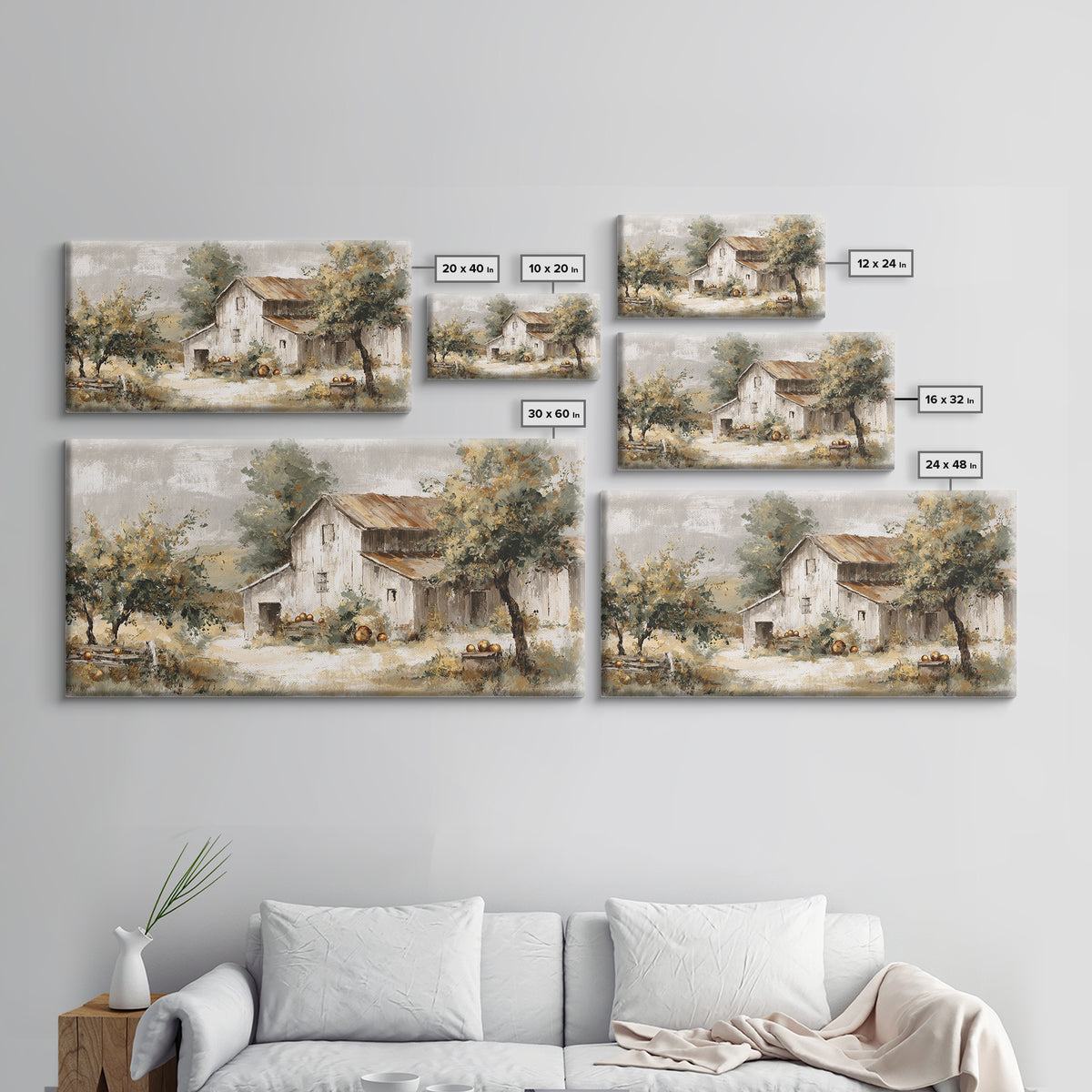 Apple Orchard Scene Canvas Print, Bed and Breakfast Art, Canvas Wall Art, Living Room Decor, Fine Art, Above Bed Decor, BAB-2x1-57
