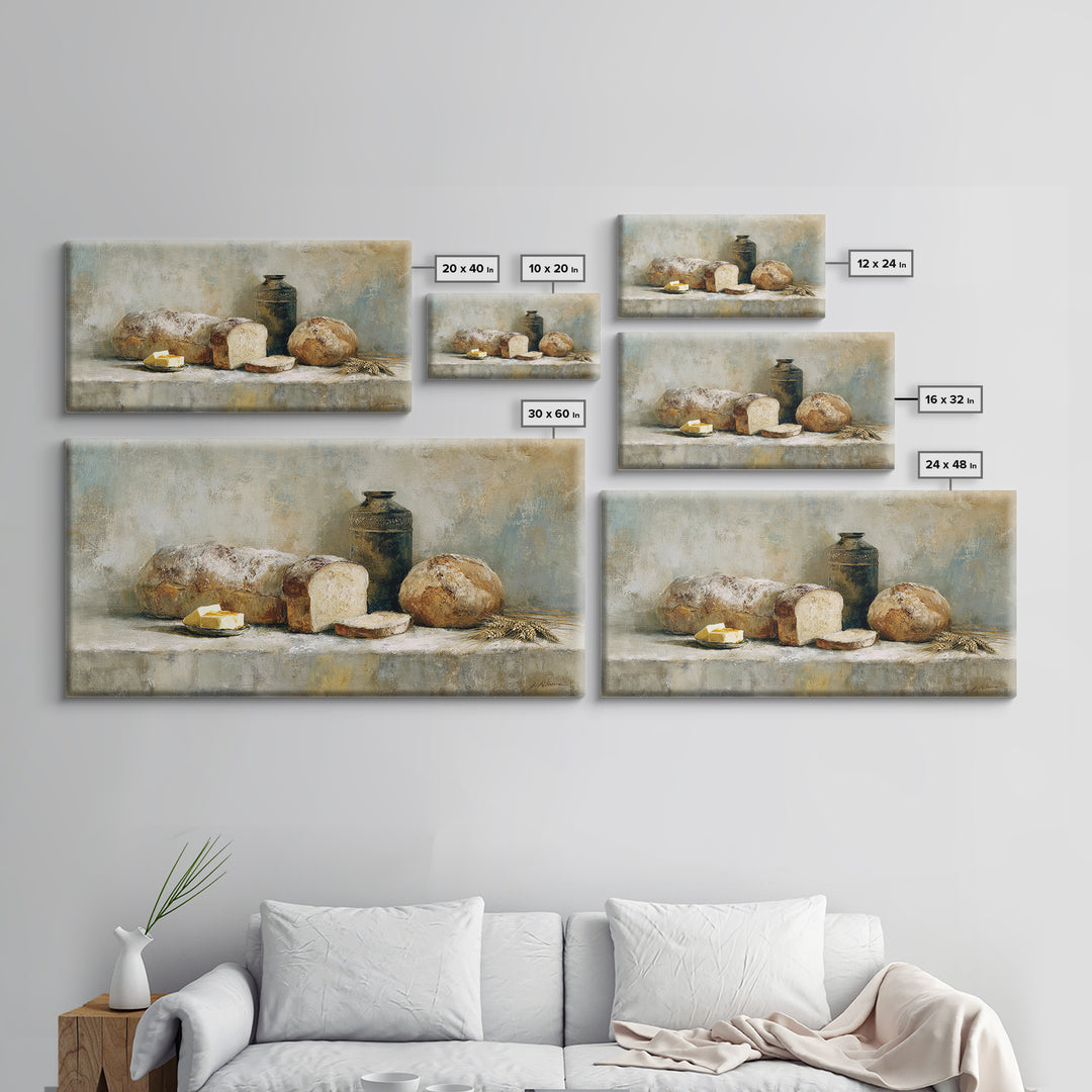 Freshly Baked Bread Canvas Print, Bed and Breakfast Art, Printable, Living Room Decor, Fine Art, Bedroom Wall Decor, BAB-2x1-64