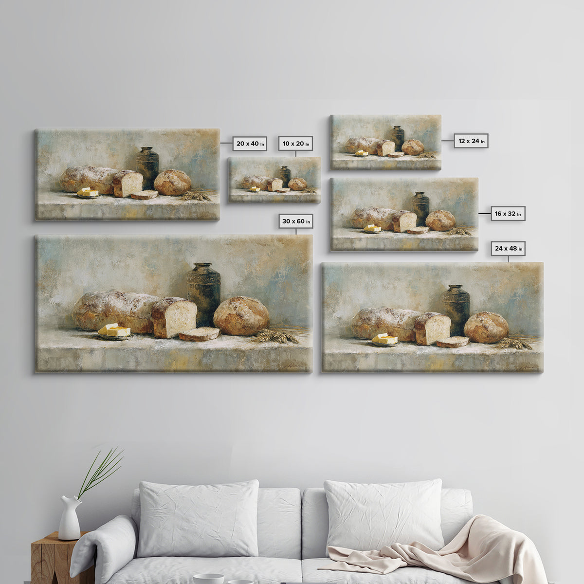 Freshly Baked Bread Canvas Print, Bed and Breakfast Art, Printable, Living Room Decor, Fine Art, Bedroom Wall Decor, BAB-2x1-64