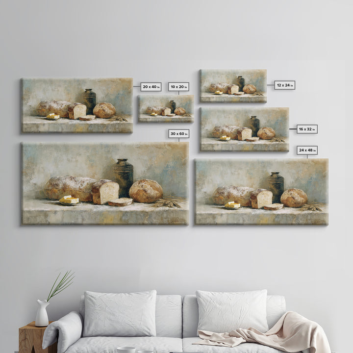 Freshly Baked Bread Canvas Print, Bed and Breakfast Art, Printable, Living Room Decor, Fine Art, Bedroom Wall Decor, BAB-2x1-64