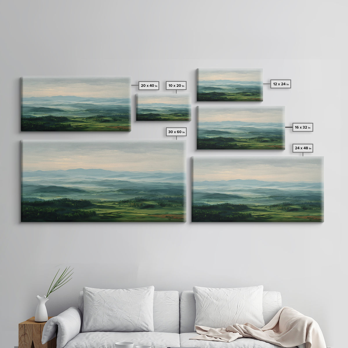 Classic Landscape with Rolling Green Hills Canvas Print, Bed and Breakfast Art, Printable Wall Art, Living Room Decor, Fine Art, BAB-2x1-68