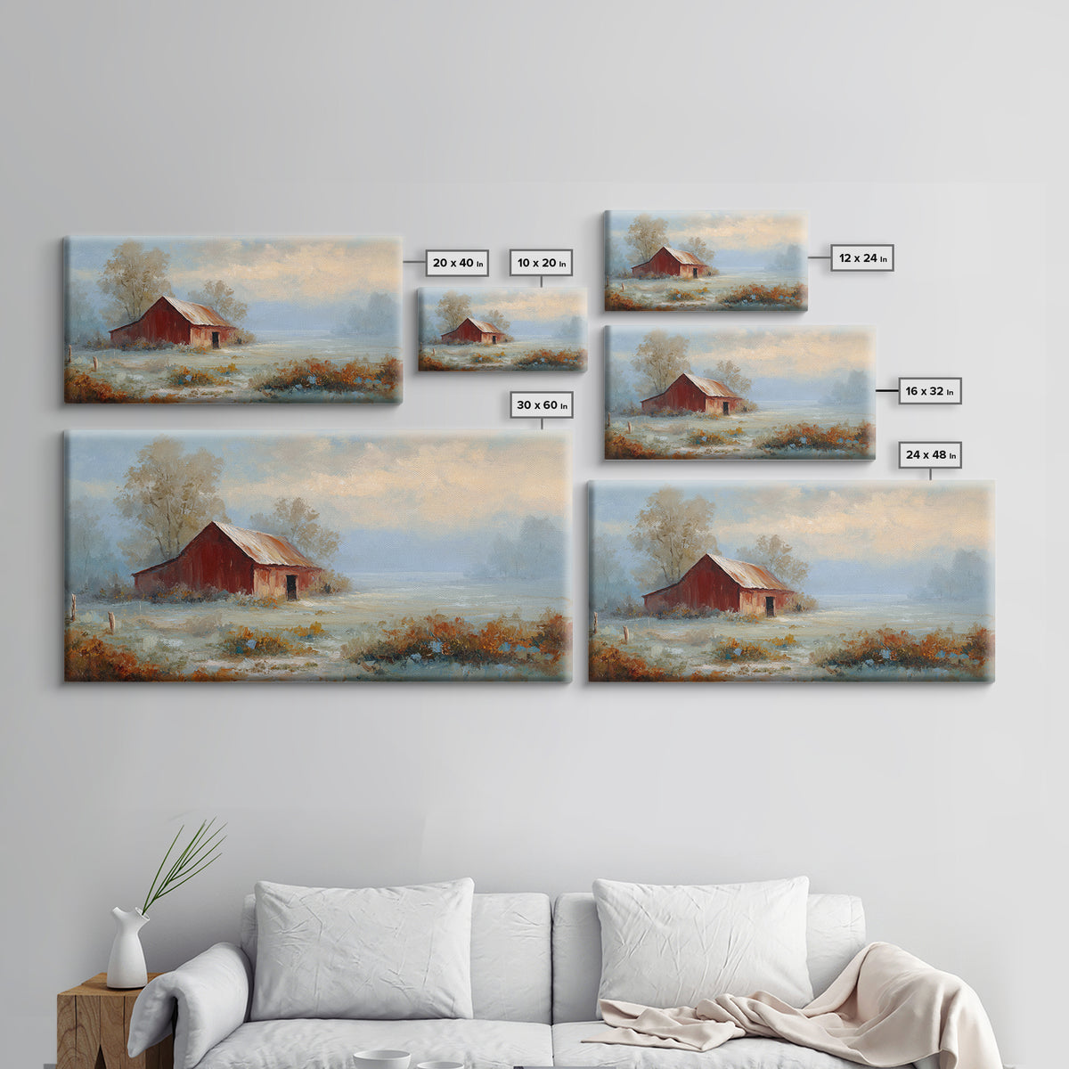 Old Farmhouse Landscape Framed Canvas Print, Bed and Breakfast Art, Room Decor, Living Room Decor, Fine Art, BAB-2x1-75