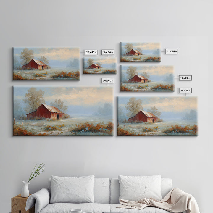 Old Farmhouse Landscape Framed Canvas Print, Bed and Breakfast Art, Room Decor, Living Room Decor, Fine Art, BAB-2x1-75