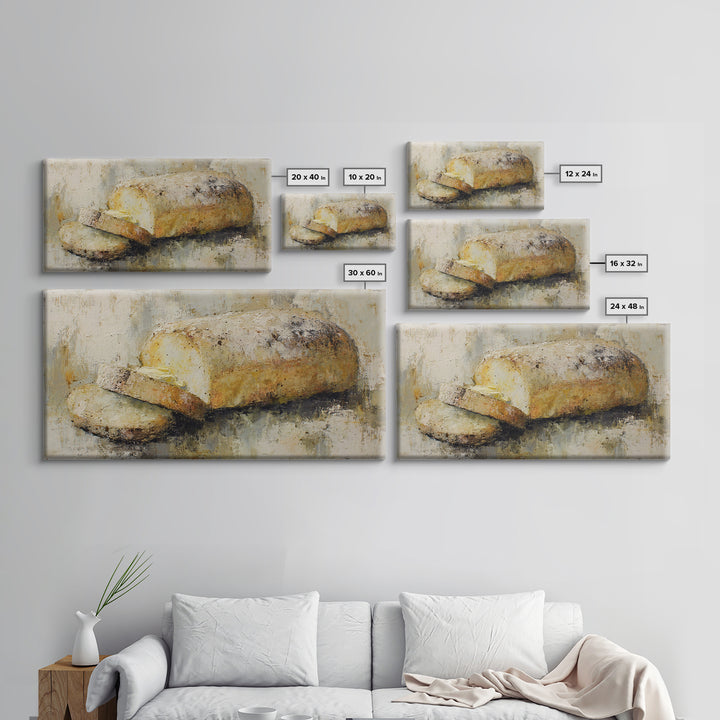 Freshly Baked Bread Framed Canvas Print, Bed and Breakfast Art, Printable Art, Living Room Decor, Fine Art, Bedroom Prints, BAB-2x1-88