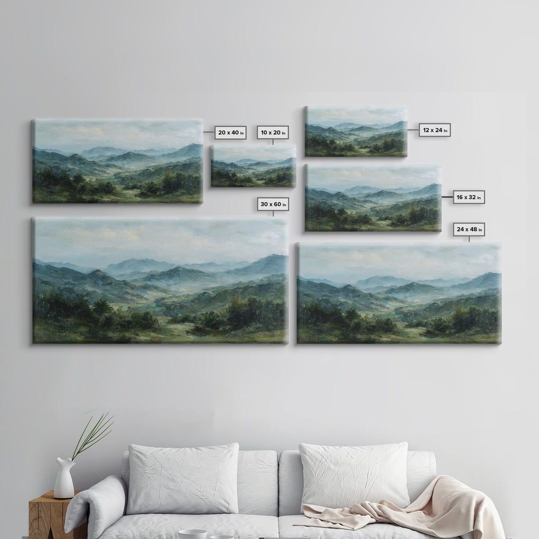 Classic Landscape with Rolling Green Hills Canvas Print, Bed and Breakfast Art, Farmhouse Decor, Living Room Decor, BAB-2x1-92