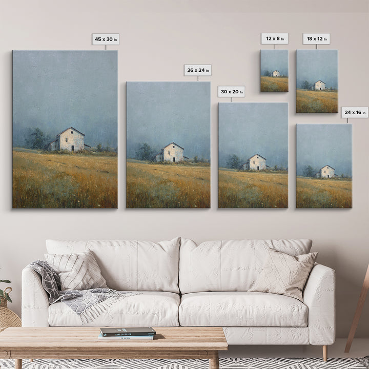 Old Farmhouse Landscape Canvas Print, Bed and Breakfast Art, Minimalist Decor, Living Room Decor, Oil Painting, BAB-2x3-15
