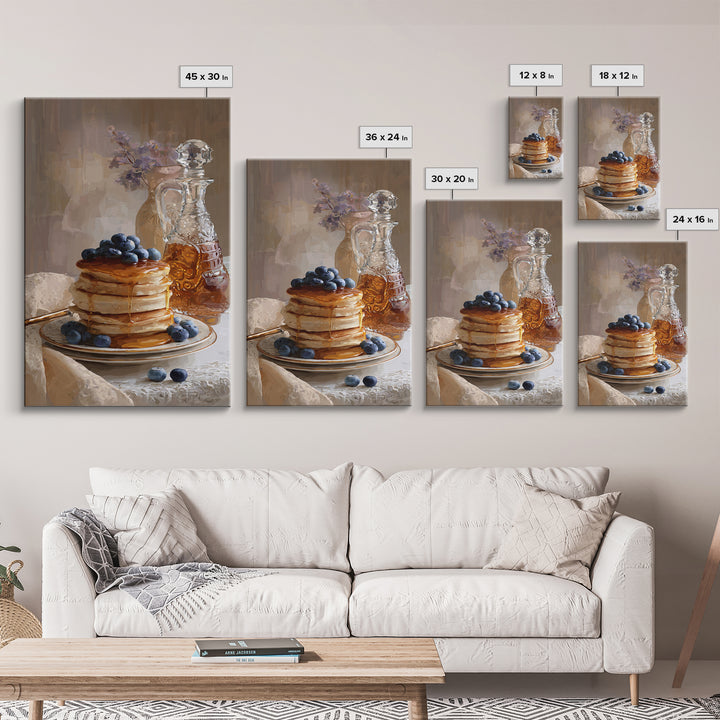 Blueberry Pancakes Still Life Canvas Print, Bed and Breakfast Art, Gallery Decor, Living Room Decor, Fine Art, BAB-2x3-16