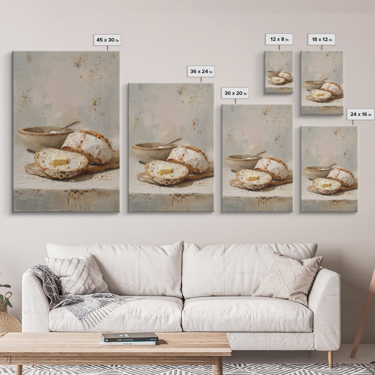 Freshly Baked Bread Framed Canvas Print, Bed and Breakfast Art, Above Bed Decor, Living Room Decor, Fine Art, BAB-2x3-28