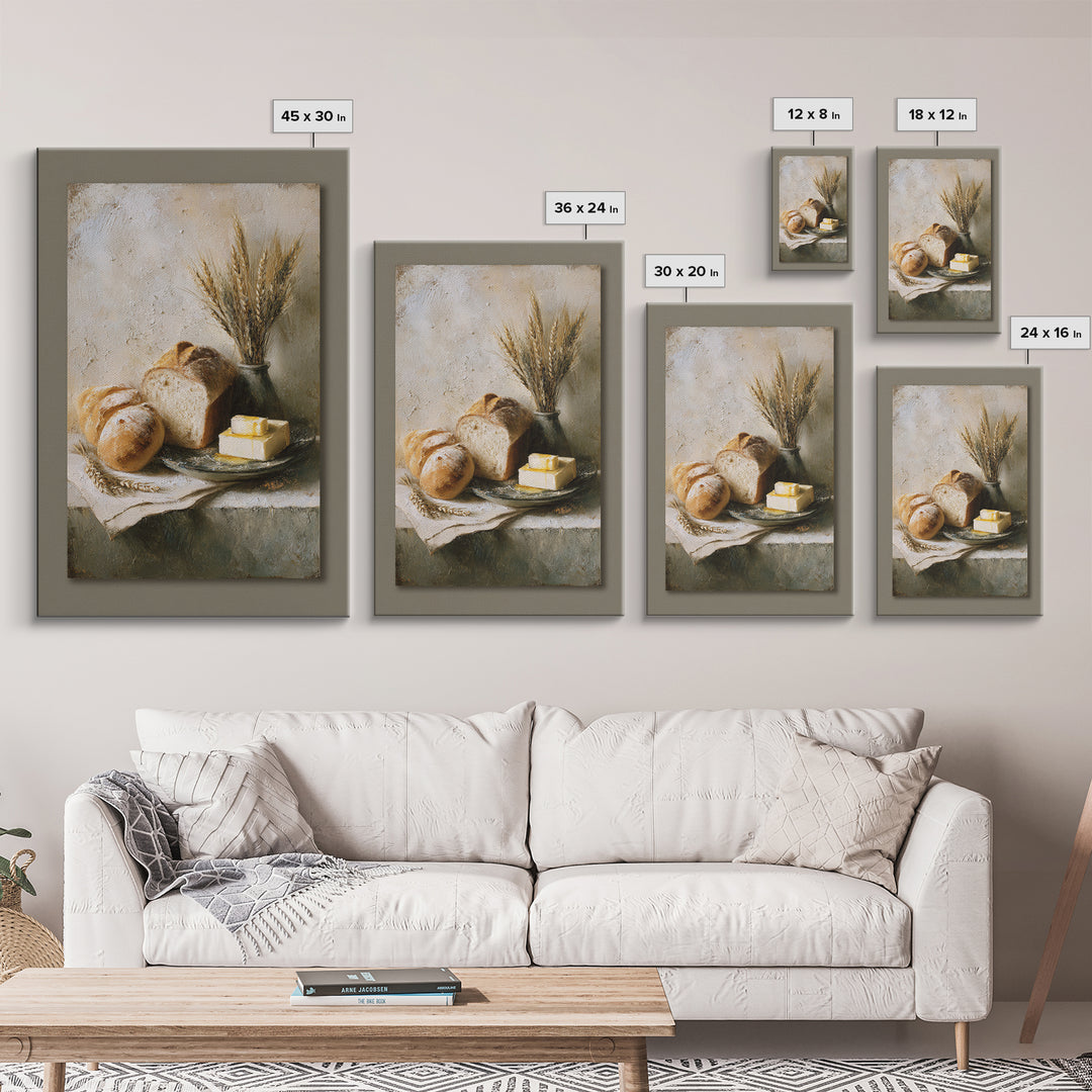 Freshly Baked Bread Framed Canvas Print, Bed and Breakfast Art, Contemporary Art, Living Room Decor, Fine Art, BAB-2x3-4
