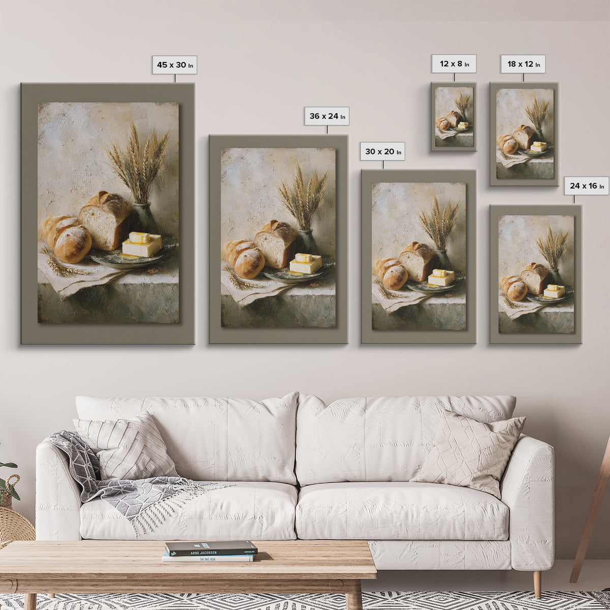 Freshly Baked Bread Framed Canvas Print, Bed and Breakfast Art, Contemporary Art, Living Room Decor, Fine Art, BAB-2x3-4