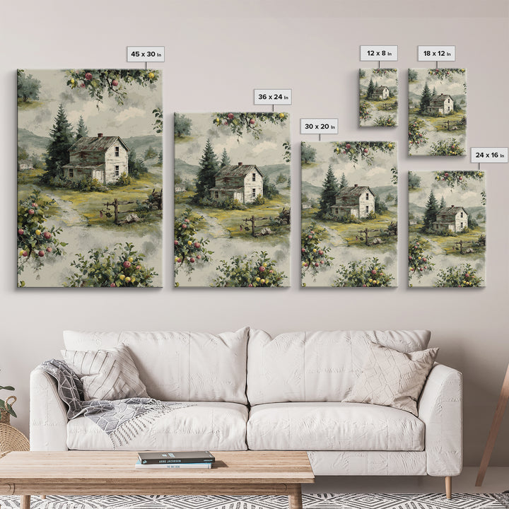 Apple Orchard Scene Canvas Print, Bed and Breakfast Art, Wood Wall Art, Living Room Decor, Fine Art, Farmhouse Wall Art, BAB-2x3-45
