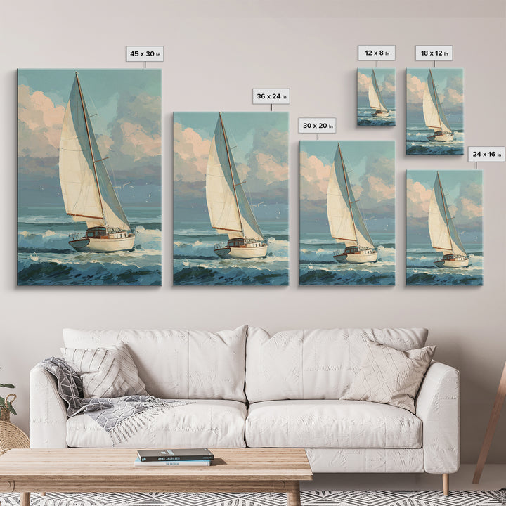 Coastal Inn Sailboat at Sunrise Canvas Print, Bed and Breakfast Art, Printable Art, Living Room Decor, Fine Art, BAB-2x3-49