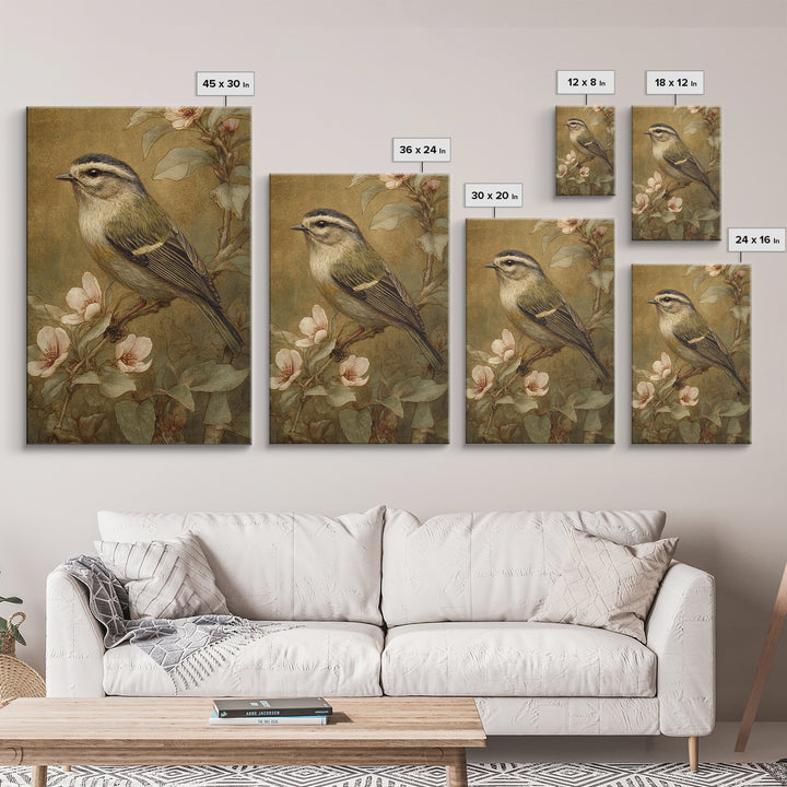 Small Bird on a Flowering Branch Canvas Print, Bed and Breakfast Art, Printable, Living Room Decor, Oil Painting, BAB-2x3-70