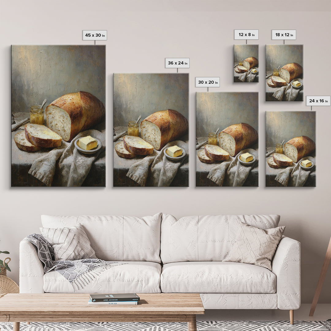 Freshly Baked Bread Framed Canvas Print, Bed and Breakfast Art, Farmhouse Wall Art, Living Room Decor, Fine Art, BAB-2x3-76