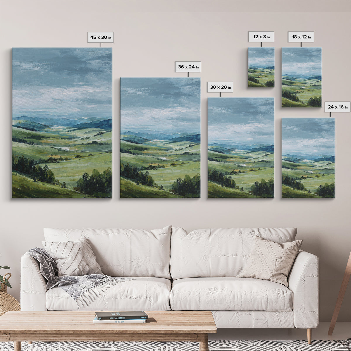 Classic Landscape with Rolling Green Hills Canvas Print, Bed and Breakfast Art, Printable Wall Art, Living Room Decor, BAB-2x3-80