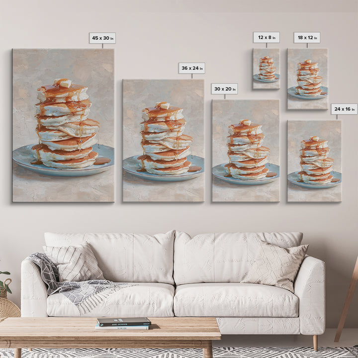 Blueberry Pancakes Still Life Framed Canvas Print, Bed and Breakfast Art, Dopamine Decor, Living Room Decor, Fine Art, BAB-2x3-88