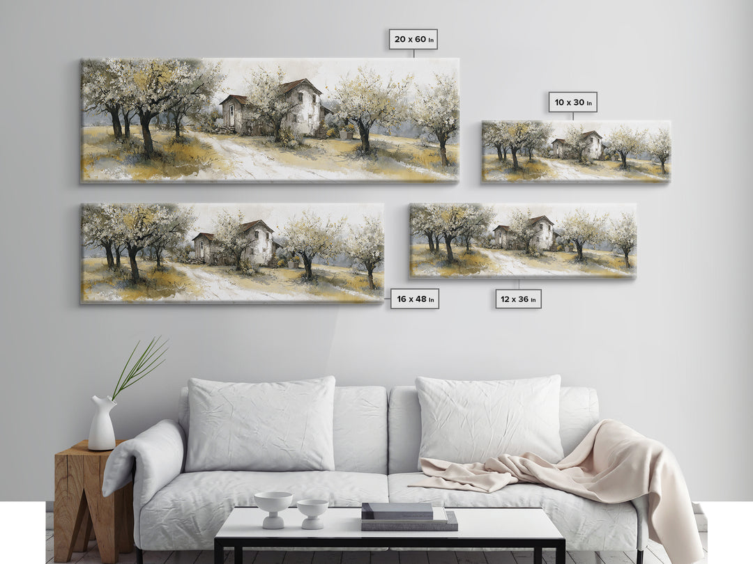 Apple Orchard Scene Canvas Print, Bed and Breakfast Art, Farmhouse Wall Decor, Living Room Decor, Oil Painting, BAB-3x1-29