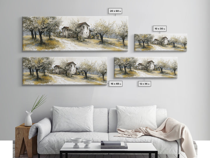 Apple Orchard Scene Canvas Print, Bed and Breakfast Art, Farmhouse Wall Decor, Living Room Decor, Oil Painting, BAB-3x1-29