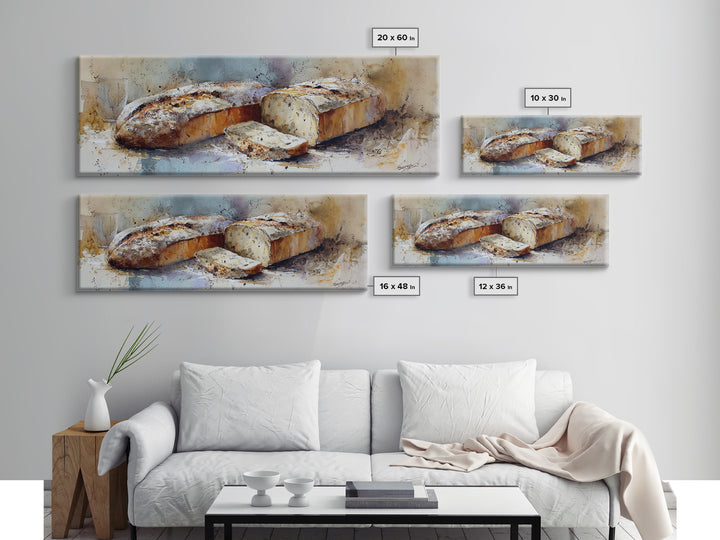 Freshly Baked Bread Canvas Print, Bed and Breakfast Art, Gallery Decor, Living Room Decor, Fine Art, Wall Art, BAB-3x1-36