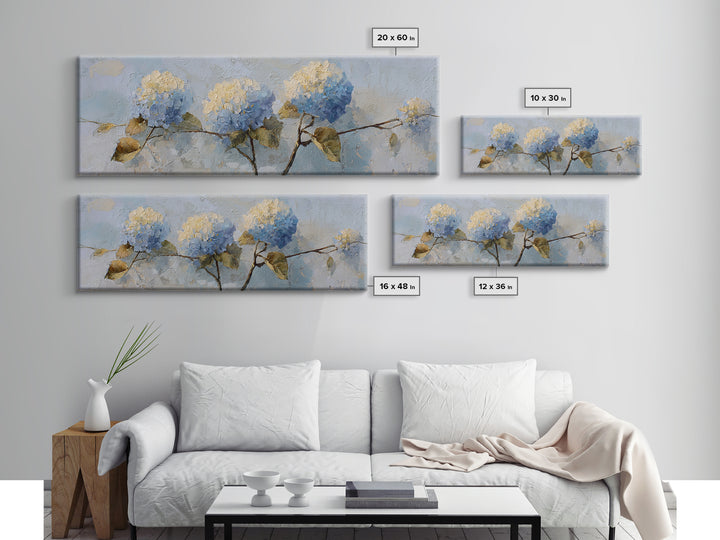 Sunlit Hydrangeas on a Windowsill Canvas Print, Bed and Breakfast Art, Farmhouse Wall Decor, Living Room Decor, BAB-3x1-74