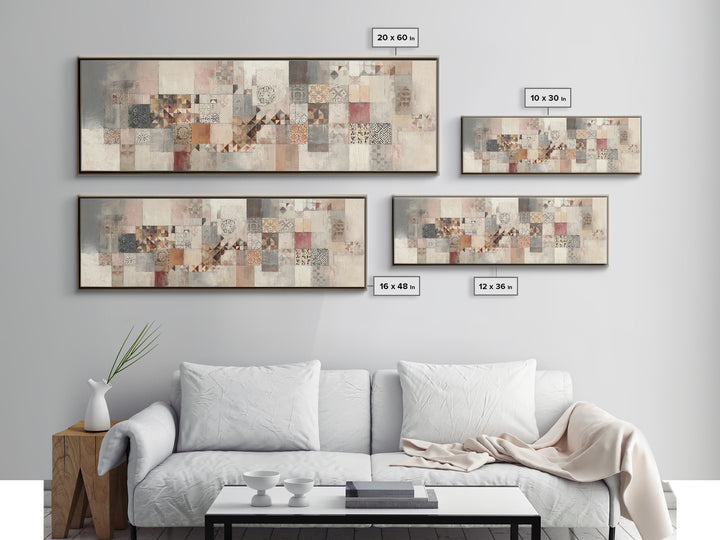 Quilt Pattern Folk Art Composition Canvas Print, Bed and Breakfast Art, Printable Art, Living Room Decor, Fine Art, BAB-3x1-75