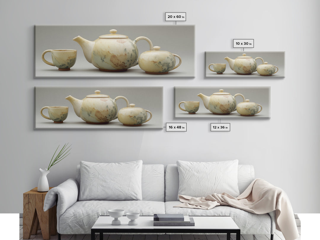 Porcelain Teapot and Scones Canvas Print, Bed and Breakfast Art, Wall Decor, Living Room Decor, Fine Art, Dopamine Decor, BAB-3x1-76