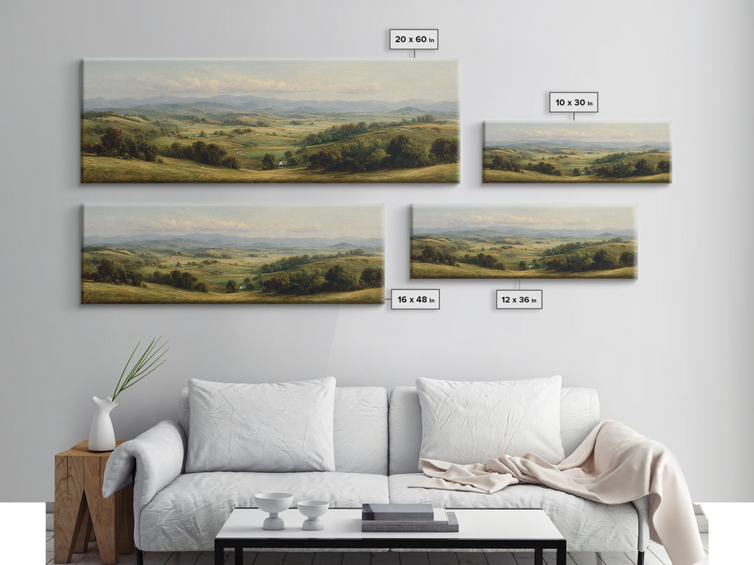 Classic Landscape with Rolling Green Hills Canvas Print, Bed and Breakfast Art, Wall Art, Living Room Decor, Fine Art, BAB-3x1-88