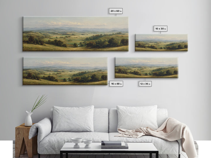 Classic Landscape with Rolling Green Hills Canvas Print, Bed and Breakfast Art, Wall Art, Living Room Decor, Fine Art, BAB-3x1-88