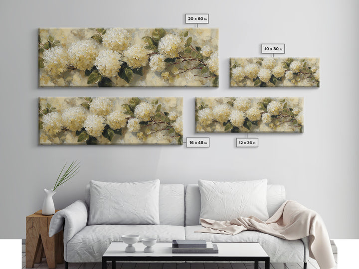 Sunlit Hydrangeas on a Windowsill Canvas Print, Bed and Breakfast Art, Coffee Wall Art, Living Room Decor, Fine Art, BAB-3x1-98