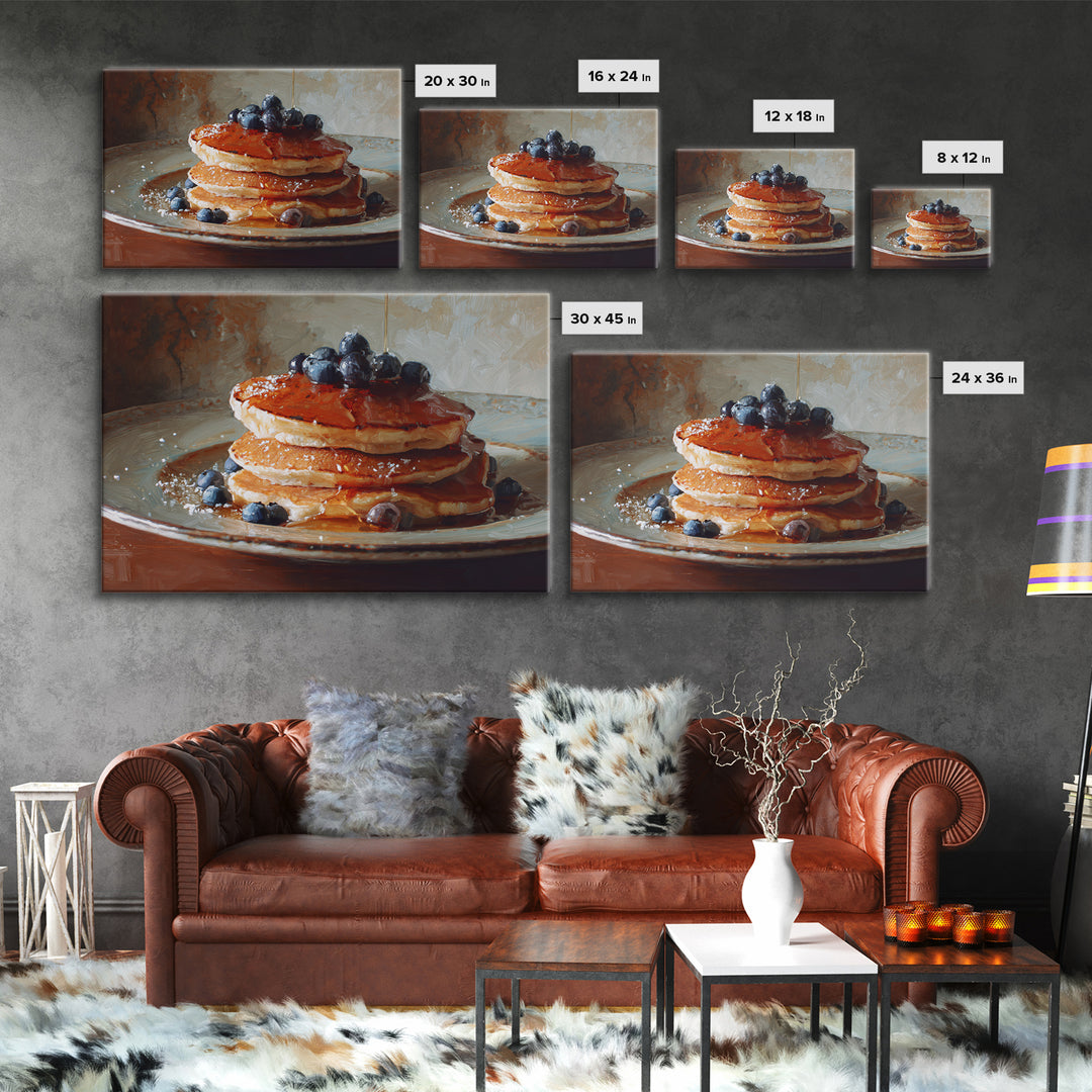 Blueberry Pancakes Still Life Canvas Print, Bed and Breakfast Art, Above Bed Decor, Living Room Decor, Fine Art, BAB-3x2-12