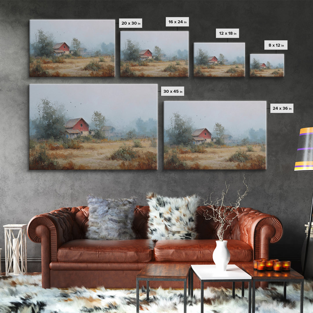 Old Farmhouse Landscape Framed Canvas Print, Bed and Breakfast Art, Room Decor, Living Room Decor, Fine Art, BAB-3x2-35