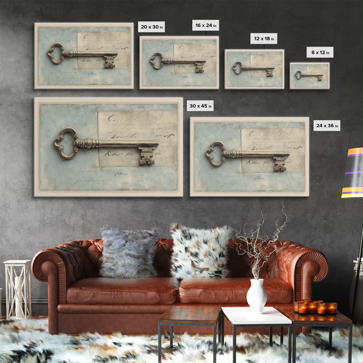 Antique Key and Handwritten Letter Arrangement Without Canvas Print, Bed and Breakfast Art, Bedroom Art, Living Room Decor, BAB-3x2-37