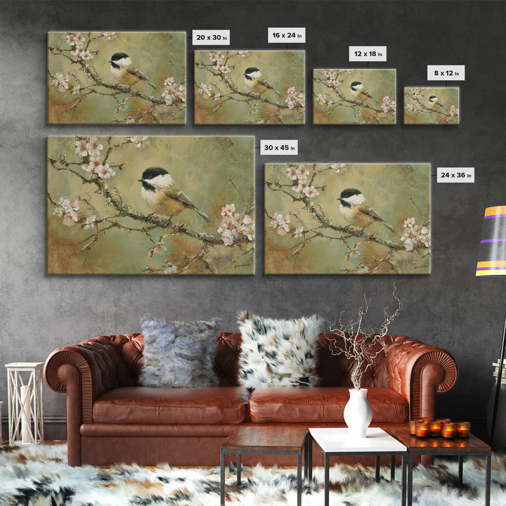 Small Bird on a Flowering Branch Canvas Print, Bed and Breakfast Art, Bedroom Wall Art, Living Room Decor, Watercolor Art, BAB-3x2-42