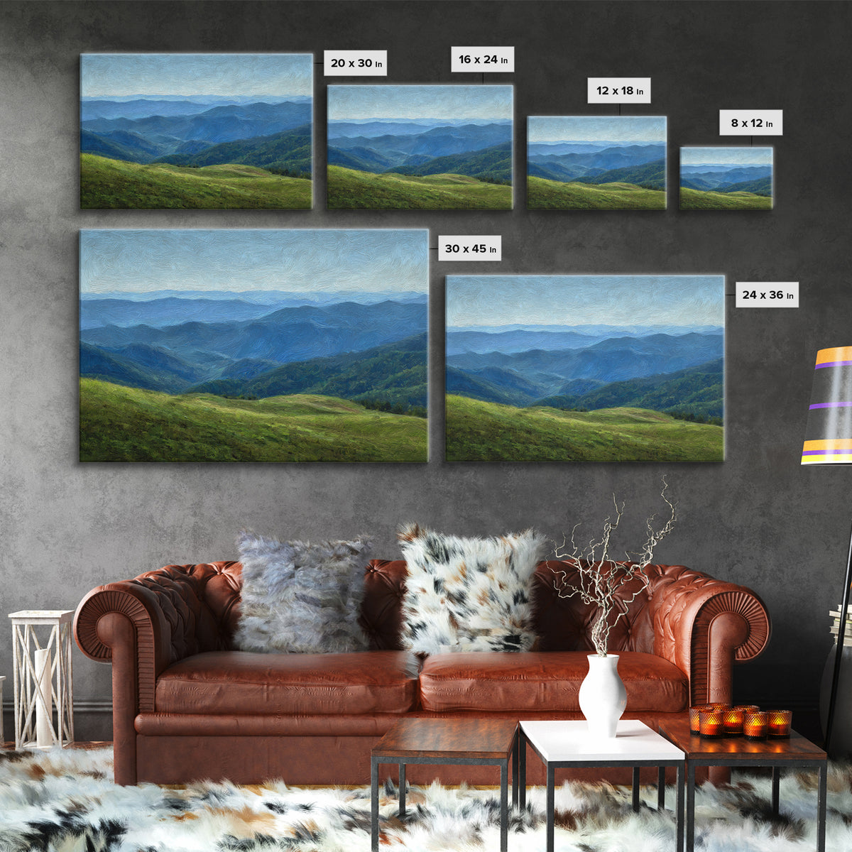 Classic Landscape with Rolling Green Hills Canvas Print, Bed and Breakfast Art, Bedroom Prints, Living Room Decor, Fine Art, BAB-3x2-52