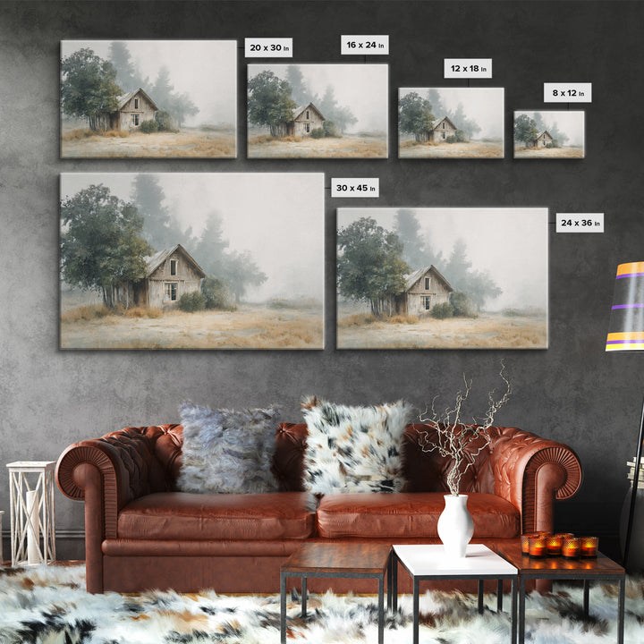 Old Farmhouse Landscape Canvas Print, Bed and Breakfast Art, Wood Wall Art, Living Room Decor, Oil Painting, BAB-3x2-83