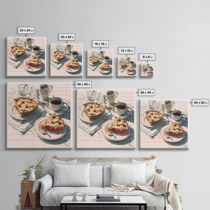 Retro Diner Pie Illustration Framed Canvas Print, Bakery Art, Food Art, Bakery Decor, Watercolor Art, Patisserie, Kids Art, BAK-1x1-16