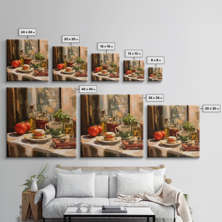 Painterly Eclair and Coffee Still Life Canvas Print, Bakery Art, Printable Art, Bakery Decor, Watercolor Art, Patisserie, BAK-1x1-36