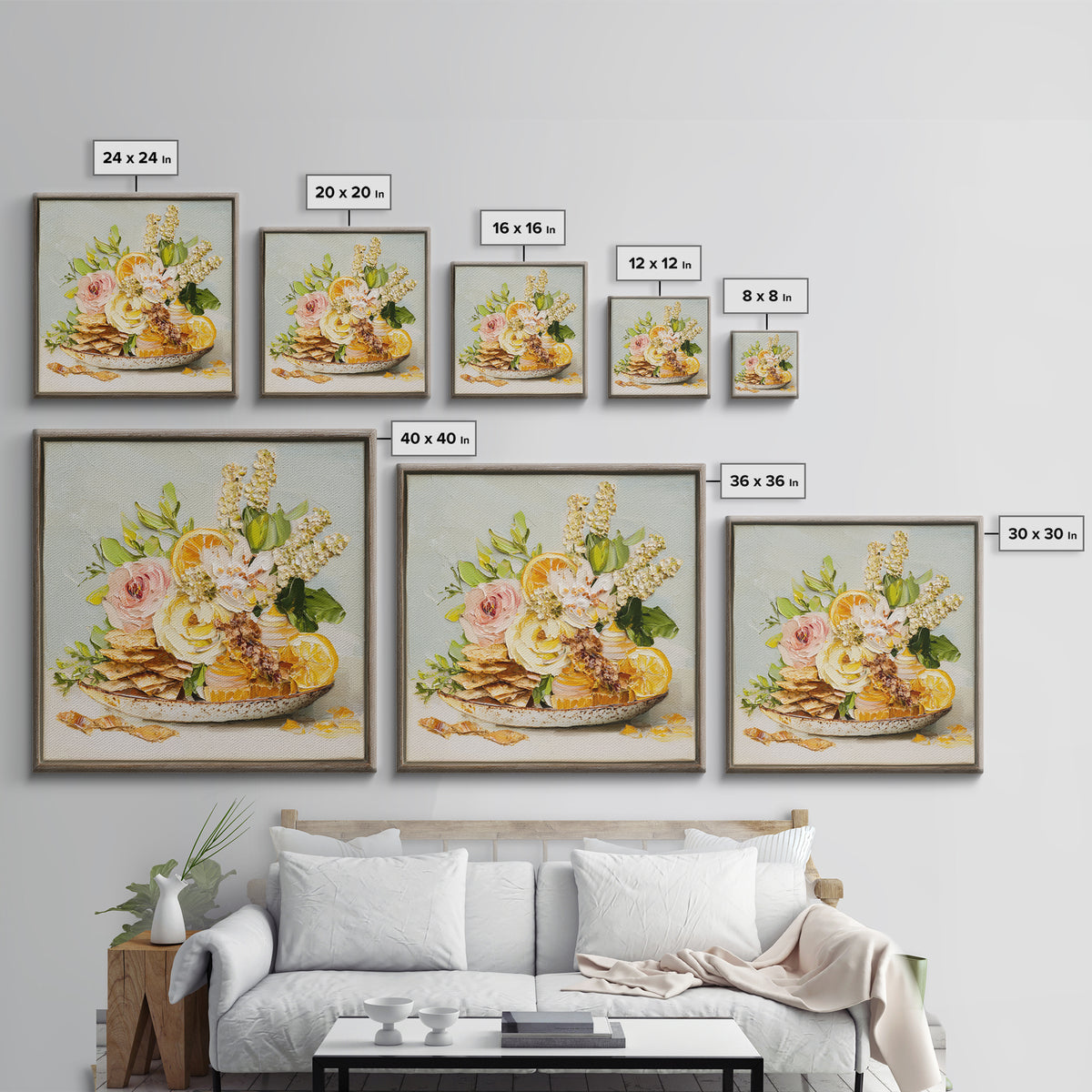 Cupcake Bouquet Painted Framed Canvas Print, Bakery Art, Kitchen Wall Decor, Bakery Decor, Patisserie, Whimsical Wall Art, BAK-1x1-7