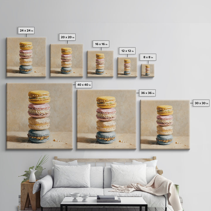 Single Perfect Macaron Tower Canvas Print, Bakery Art, Statement Artwork, Bakery Decor, Fine Art, Patisserie, Art Print, BAK-1x1-75