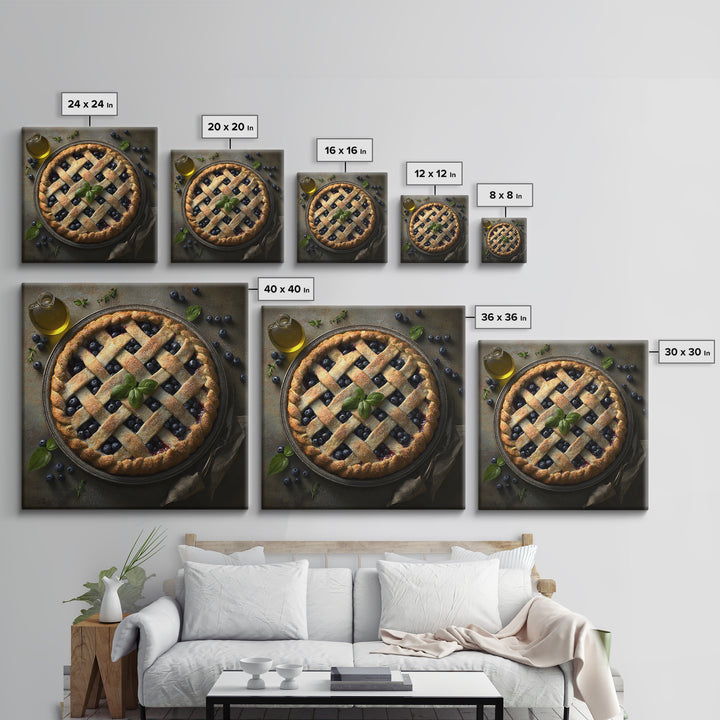 Blueberry Galette with Rustic Farmhouse Texture Canvas Print, Bakery Art, Fine Art Print, Bakery Decor, Fine Art, Patisserie, BAK-1x1-95