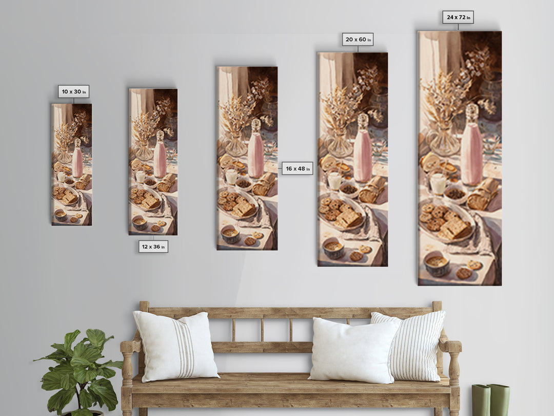 Milk Bottle and Cookies Nostalgic Still Life Canvas Print, Bakery Art, Dining Room Art, Bakery Decor, Fine Art, Patisserie, BAK-1x3-10