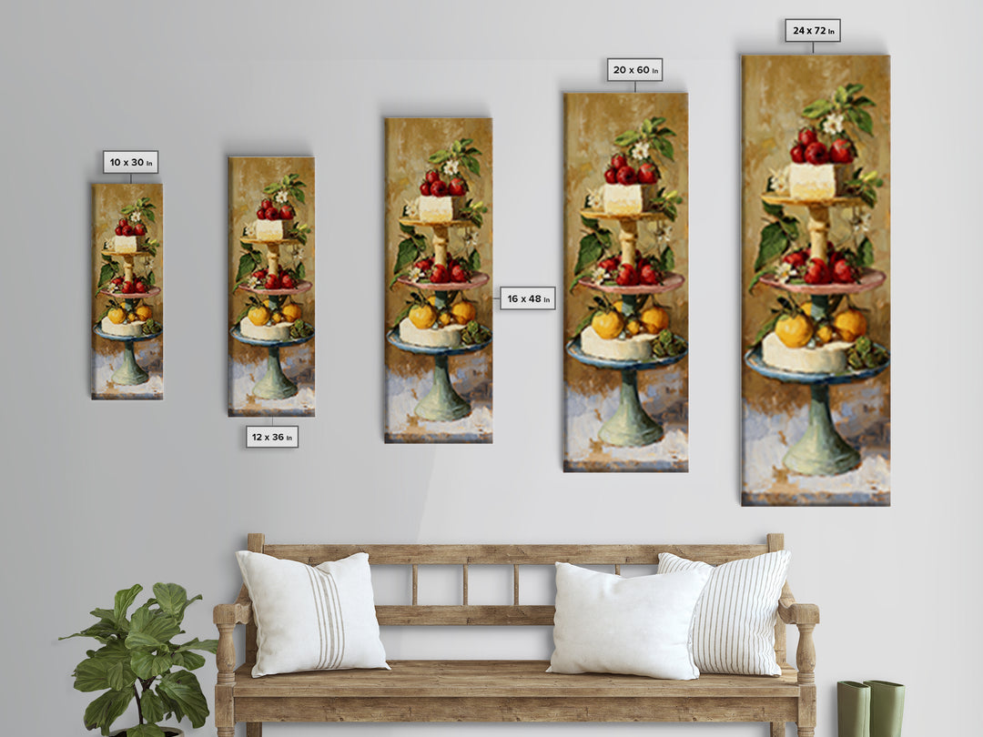 Pastel Cake Stand Canvas Print, Bakery Art, Kitchen Art, Bakery Decor, Patisserie, Neutral Wall Art, Aesthetic Wall Art, BAK-1x3-25