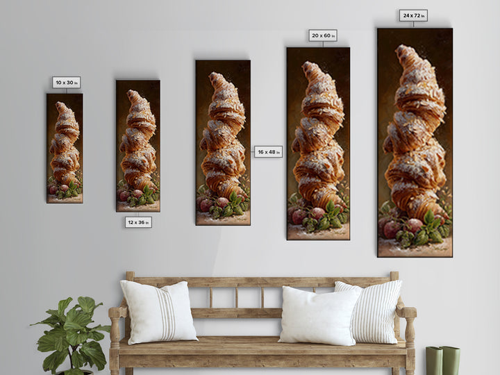 Almond Croissant Closeup Canvas Print, Bakery Art, Kitchen Prints, Bakery Decor, Oil Painting, Patisserie, Fine Art, Kids Art, BAK-1x3-27