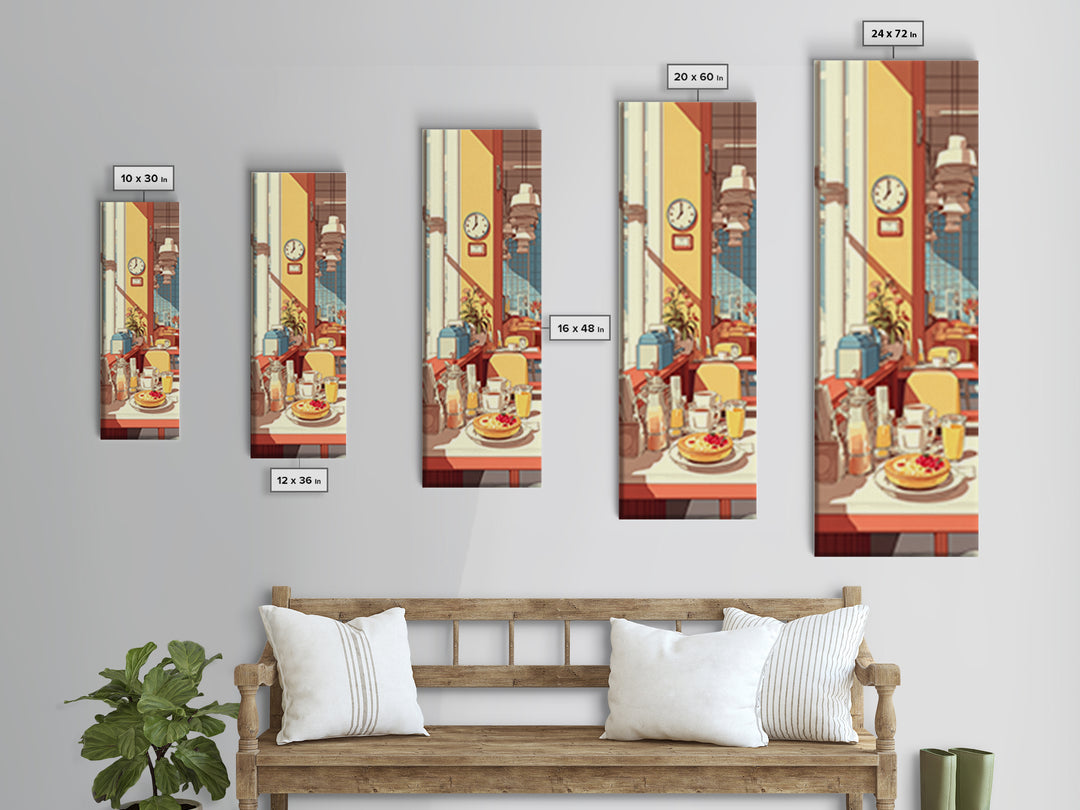 Retro Diner Pie Illustration Canvas Print, Bakery Art, Art Print, Bakery Decor, Patisserie, Kitchen Print, Coffee Wall Art, BAK-1x3-28
