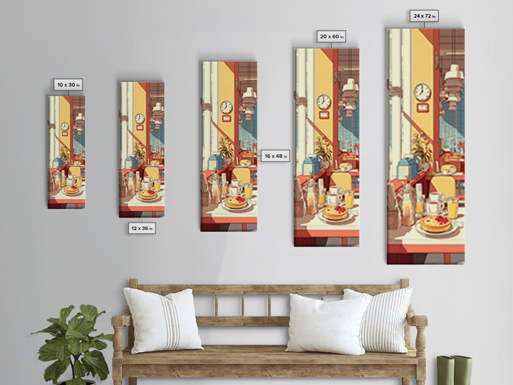 Retro Diner Pie Illustration Canvas Print, Bakery Art, Art Print, Bakery Decor, Patisserie, Kitchen Print, Coffee Wall Art, BAK-1x3-28